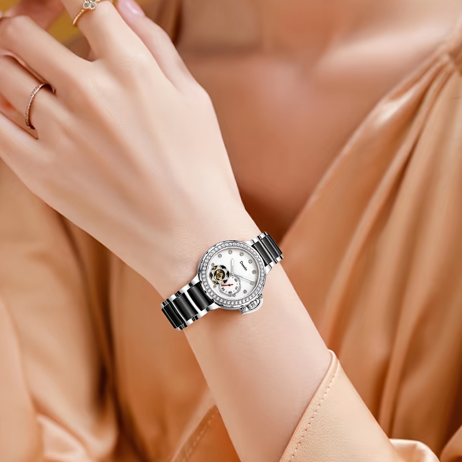 Glamorous Women's Automatic Mechanical Watch, Rhinestone Dial